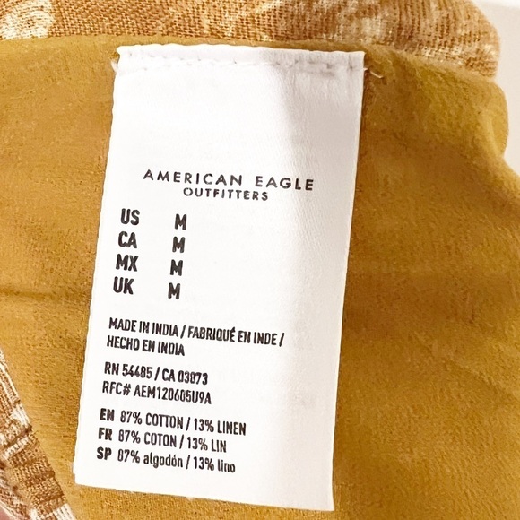 American Eagle Tropical Cotton/Linen Hawaiian Wide Leg Crop Paperbag Waist Pants - Picture 6 of 9